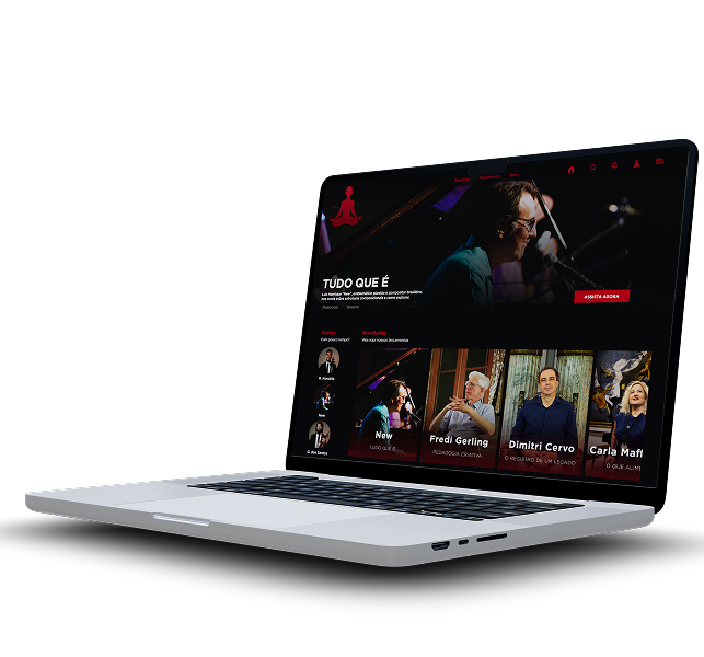 Laptop showing Mentes Musicais app